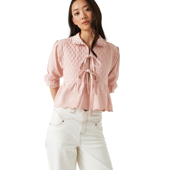 Seventy + Mochi Heidi Blouse NWT with Quilted Detail in Pink Dawn - Picture 8 of 9